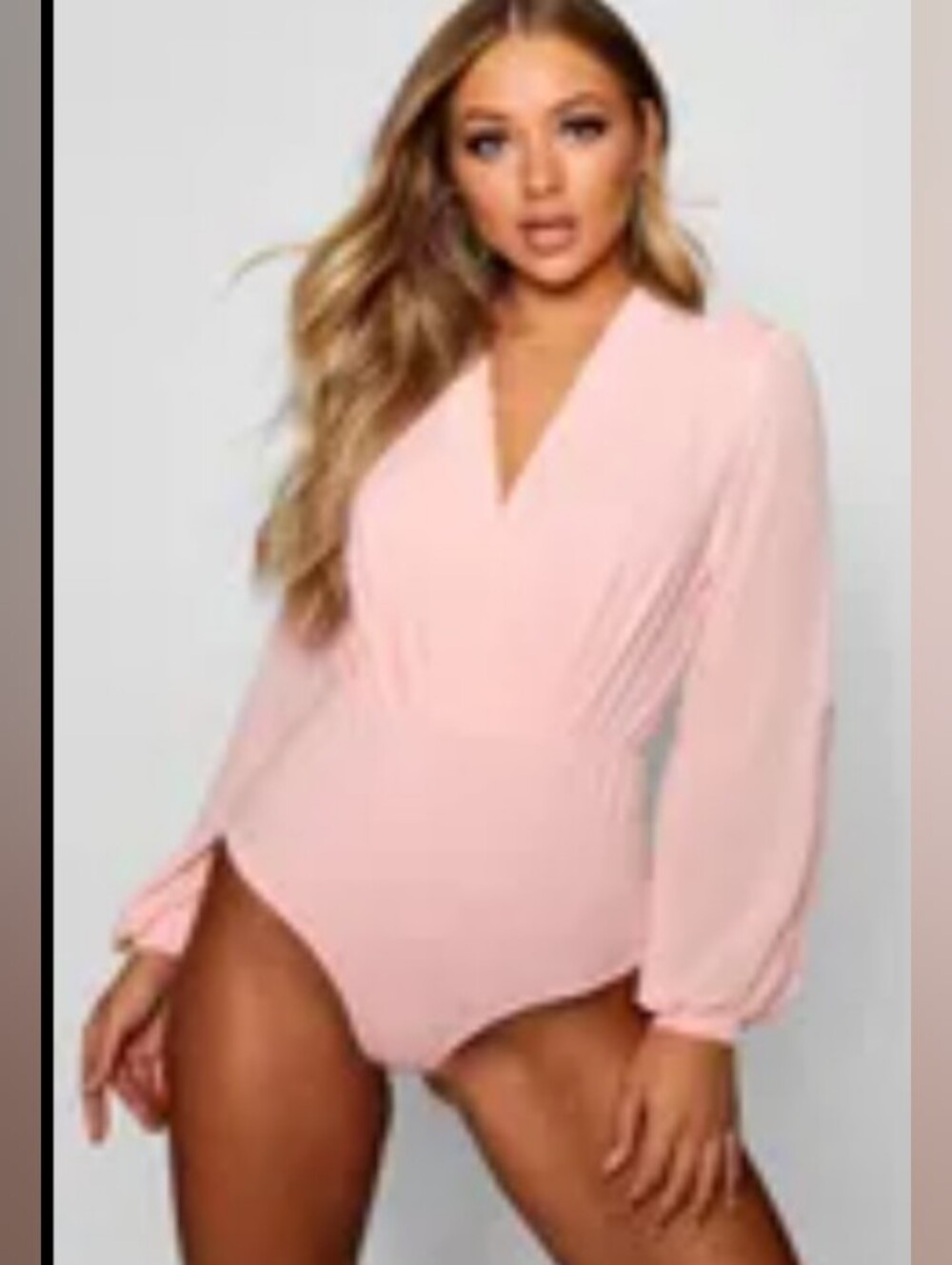 NWOT Chic One-Piece Wrap Chiffon Slit Sleeve Bodysuit